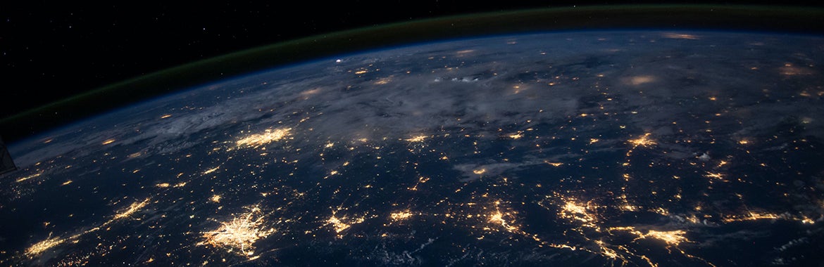 photo from space of network. globe