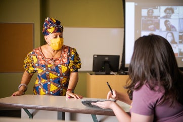 Professor teaching in a classroom