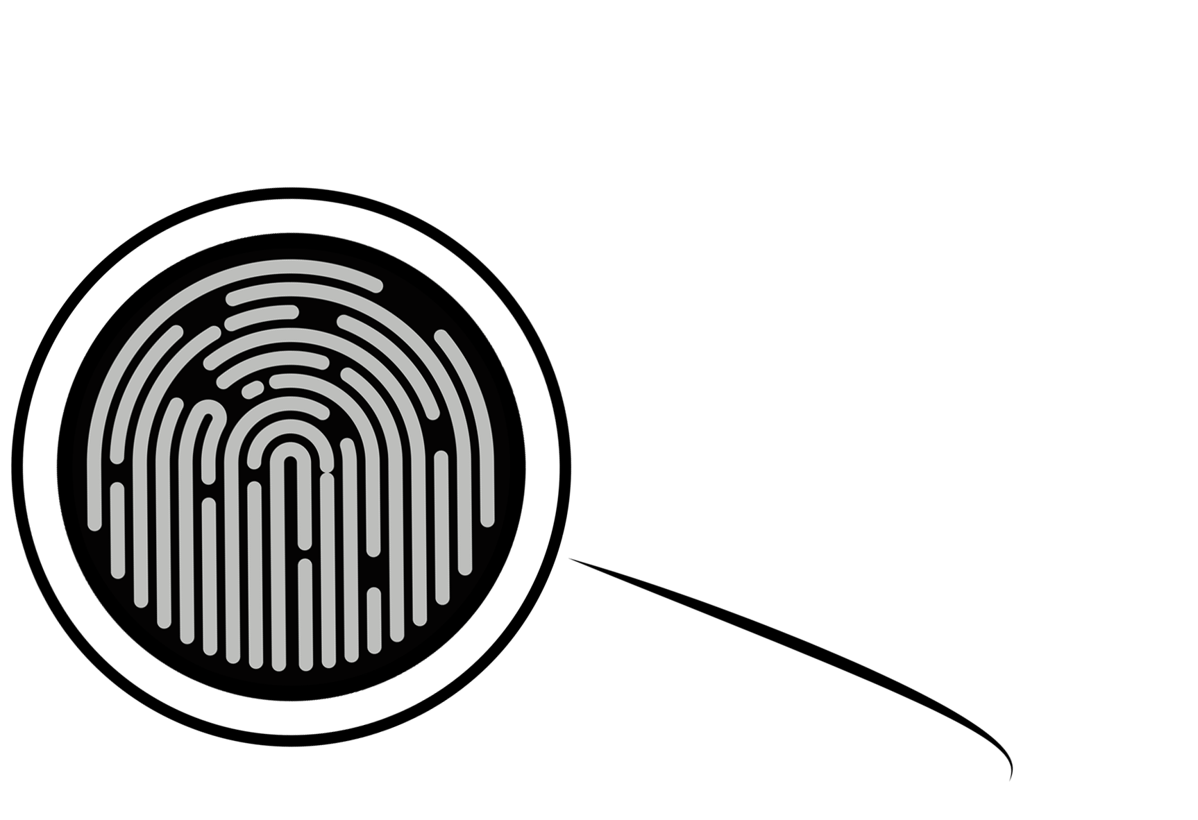 "Behind CSI" text with a fingerprint in a magnifying glass illustration.