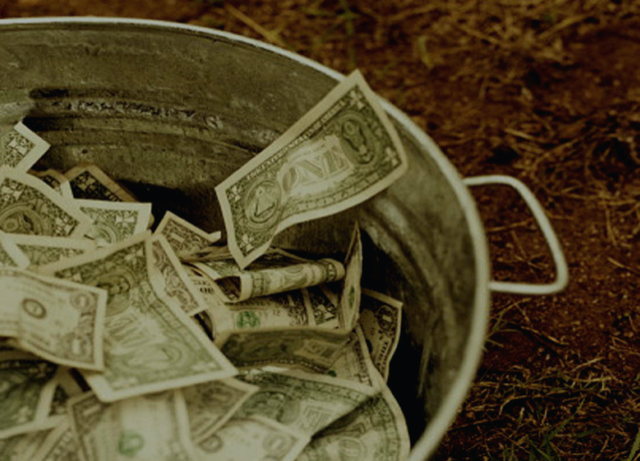 Picture of money in a basket