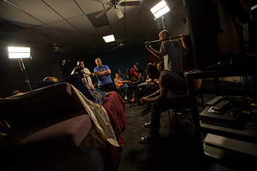 photo of IAP studios with a class