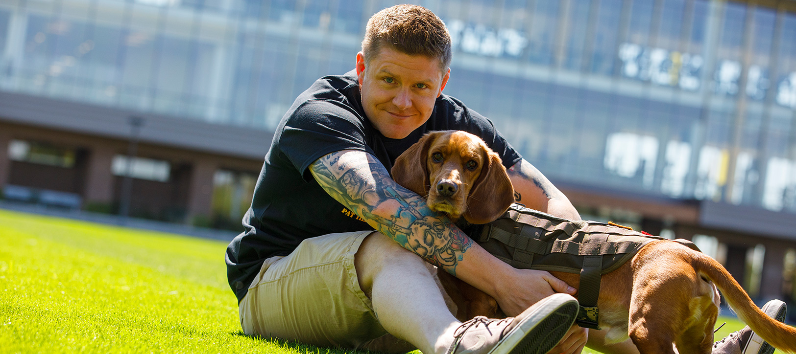photo of student with service dog