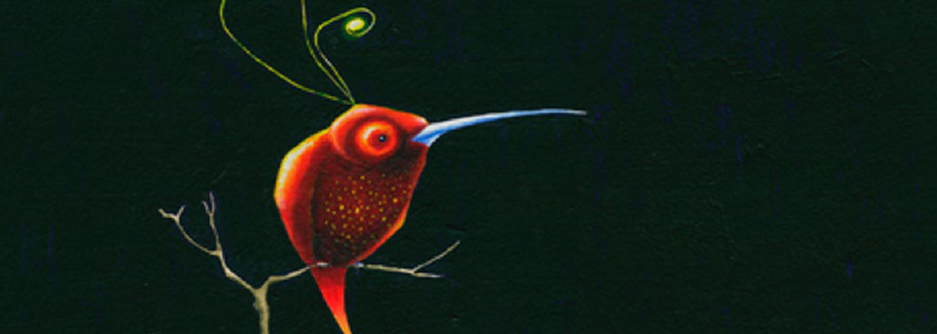painting of redbird perched on a tree branch