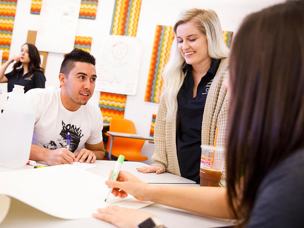 photo of students talking 